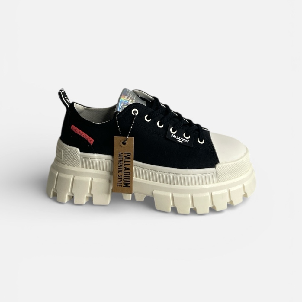 Palladium Black and Cream Platform Sneakers